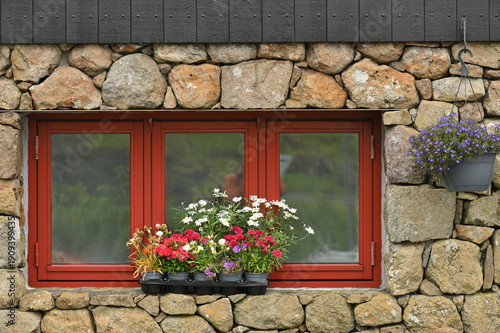 Old wooden and stones house in Scandinavia