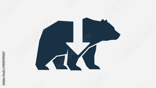 Stylized bear silhouette with a white arrow bisecting its body, denoting a negative trend