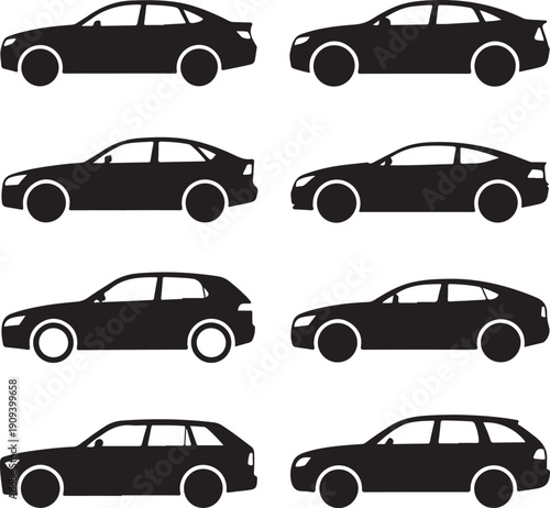 blacksilhouetteofvariouscarsindifferentangles