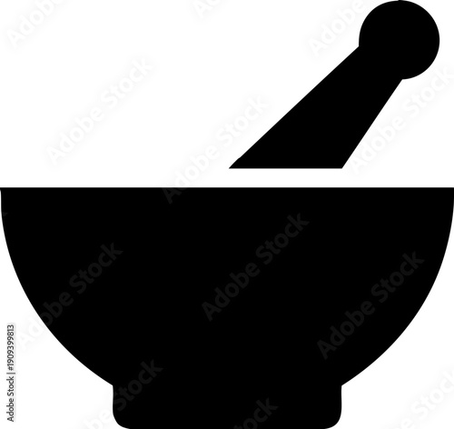 Black Mortar and Pestle Grinding Tool Icon Silhouette