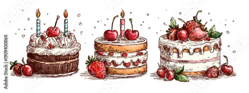 cake with cherries vector illustration 
