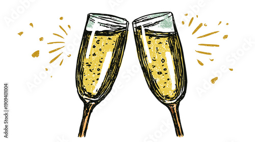 champagne glasses on white background , celebration vector illustration