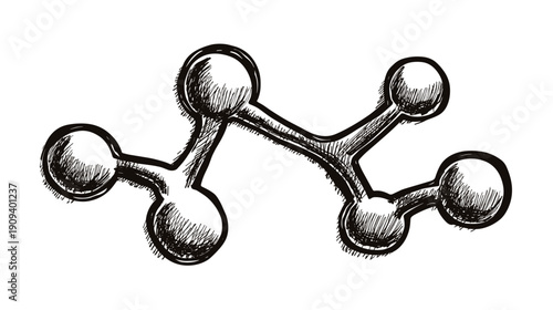 3d rendering hand drawn molecular structure isolated on white