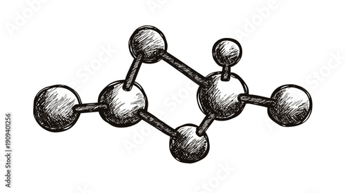 3d rendering hand drawn molecular structure isolated on white