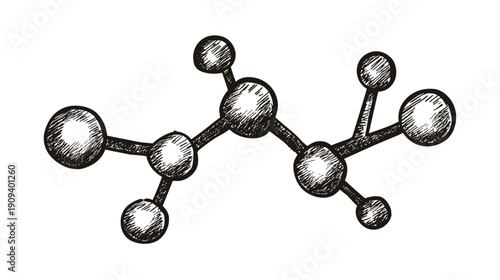 3d rendering hand drawn molecular structure isolated on white