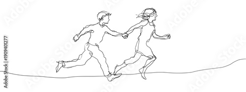 sketch silhouette of a man and woman in a dress hand drawn one line art concept of friendship and love 