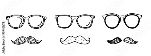 glasses and mustache set vector illustration 