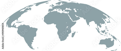 Minimal World Map Vector Illustration with Flat Global Continents Silhouette for Travel, Geography, Education and Business Design Use