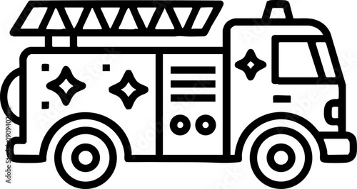 Simple Fire Truck Line Icon Rescue Emergency Vehicle Illustration