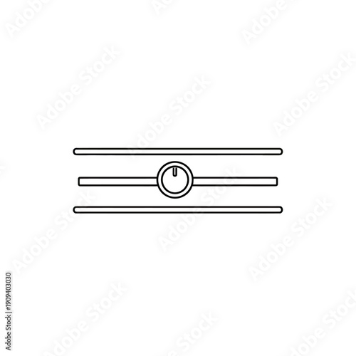 A simple outline of a control panel. Three horizontal lines with a circle between
