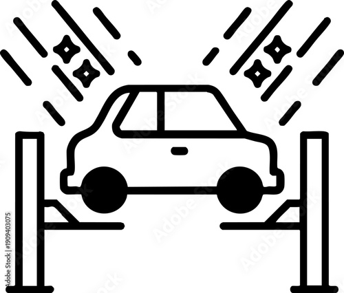 Automotive Car Washing Service or Vehicle Maintenance Icon