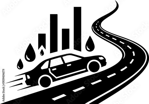 Driving Performance Data and Fuel Consumption Vector Icon