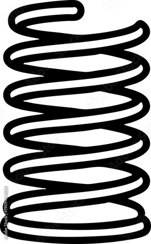 Simple Vector Line Icon of Helical Compression Coil Spring
