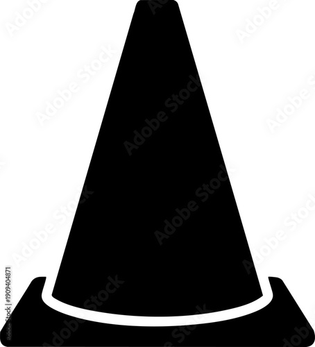 Safety Traffic Cone Pylon Black Silhouette Icon