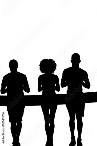 Diverse Group 5k Walk Event Black Silhouette Banner