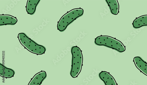 Cute pickle pattern background vector design