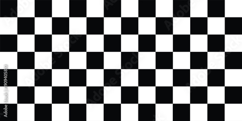 Black and white chess pattern. Checkerboard seamless vector illustration. Abstract checkered checkerboard for game. Grid geometric square shape. Race flag. Retro mosaic floor.