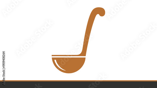 A simple brown ladle graphic on white, with a dark border