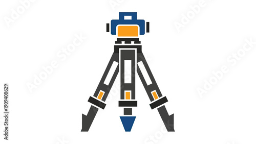 A vector illustration of a surveying instrument, a theodolite, atop a tripod