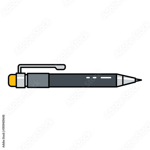 A simple, colored mechanical pencil with a yellow eraser and silver clip