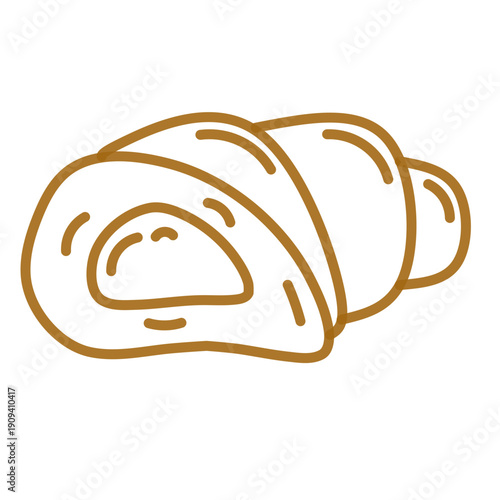 set of croissant doodle hand drawn. Hand drawn croissant french breakfast, croissant minimal flat icon set, black color and white background.