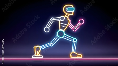 silhouette jumping to techno beat, neon outlines, deep shadow cyber club