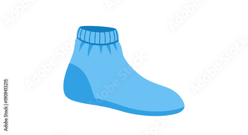 Blue Sock with Ribbed Cuff Illustration.