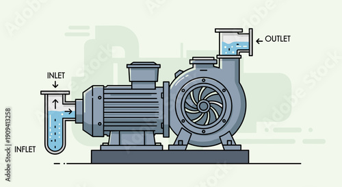 Centrifugal Pump Diagram with Inlet and Outlet.