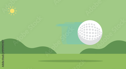 Golf Ball on Green Grassy Field.
