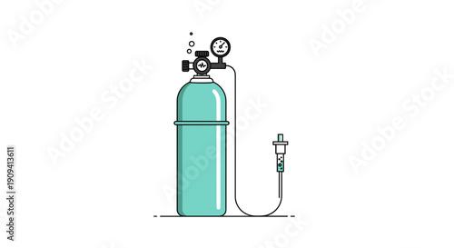 Oxygen Tank with Regulator and Mask.