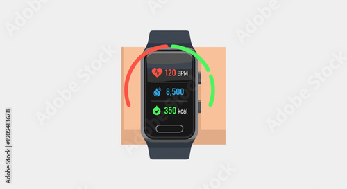 Smartwatch with Heart Rate Monitoring Display.