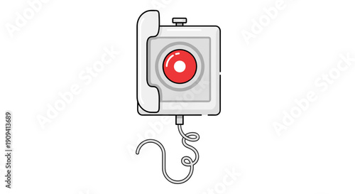 Simple Line Drawing of Defibrillator Machine.