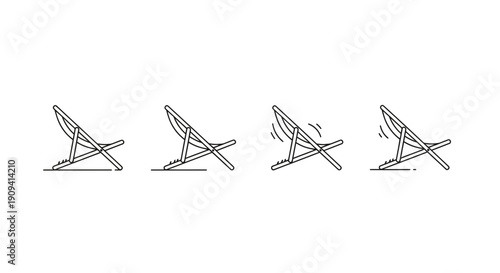 Beach Chair Animation Sequence: Folding, Unfolding, Wobbling, and Collapsing