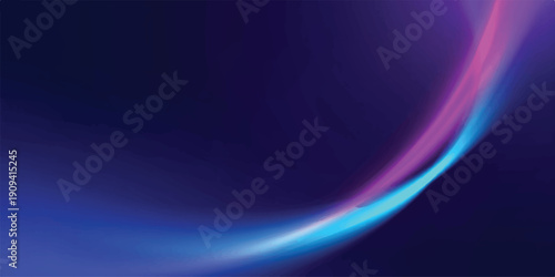 Abstract background with glowing neon light curves in vibrant blue and magenta on a dark purple backdrop.