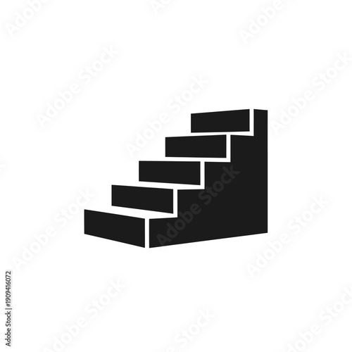 A minimalist depiction of a staircase, black on white, with depth