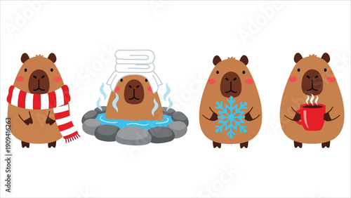 Cute Bear Illustrations – Four Seasons Vector Set.