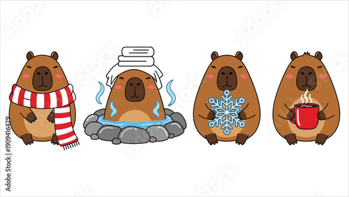 Cute Bear Illustrations – Four Seasons Vector Set.