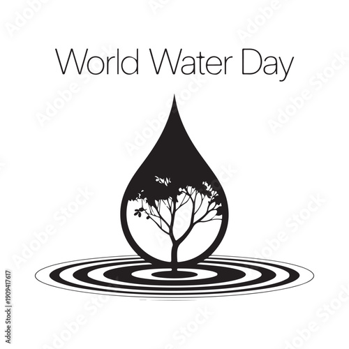 Celebrating world water day with a symbolic image of a tree within a water droplet