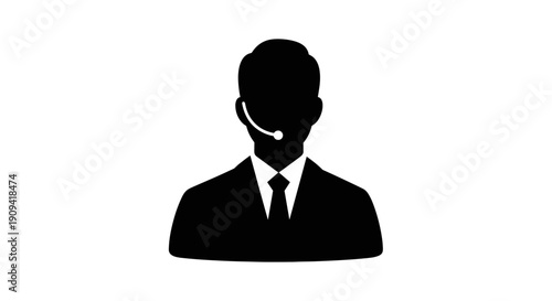 Businessman Wearing Headset Silhouette.