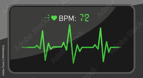 Heart Rate Monitor Display with ECG Waveform 1.