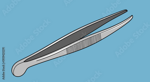 Silver Tweezers with Black Grip Illustration.