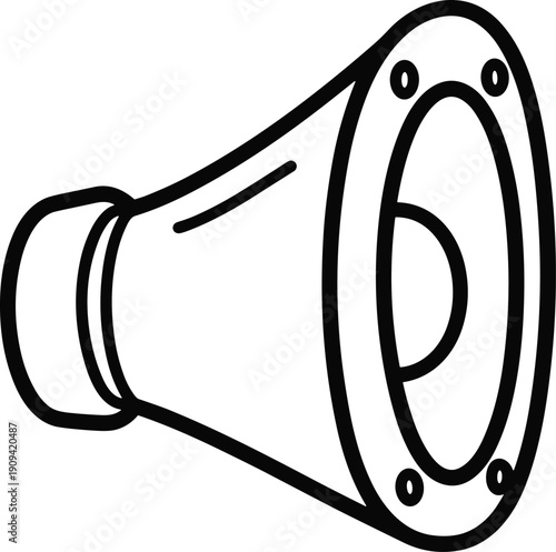 Outline of megaphone object for sound communication and announcement icon