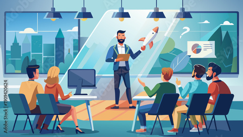 business people in front of a board