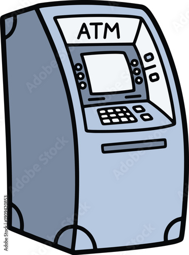 Automatic teller machine drawing on white background finance equipment
