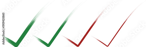 Hand-Drawn Brushstroke Checkmarks for Approval and Denial