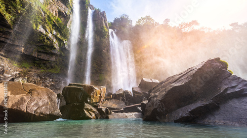 Beautiful Nauyaca Falls waterfall at the river Río Barú near Dominical in Costa Rica