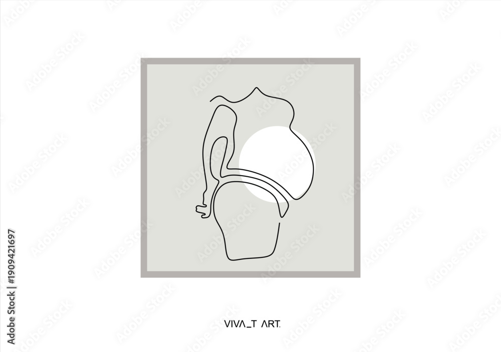 Obraz premium Beautiful pregnant Woman in one continuous line drawing. Healthy pregnancy and birth baby symbol in simple linear style. Concept for Happy Mother day banner. Editable stroke.