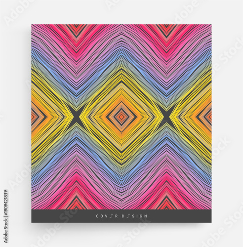 An ornament made of colored floss threads. Ethnic ornament. Geometric tribal background. Strips. Colored carpet. Fabric design. Vector for brochure, poster, cover, card, presentation, flyer or banner.