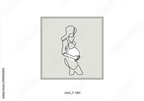 Beautiful pregnant Woman in one continuous line drawing. Healthy pregnancy and birth baby symbol in simple linear style. Concept for Happy Mother day banner. Editable stroke.