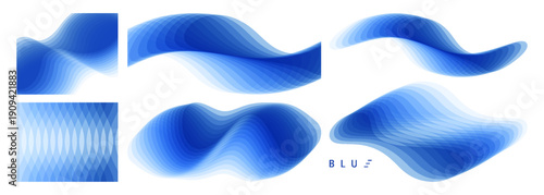 Abstract wavy form. Dynamic effect. Illustration made of various overlapping elements. 3D vector for brochure, poster, cover, card, presentation, flyer or banner.